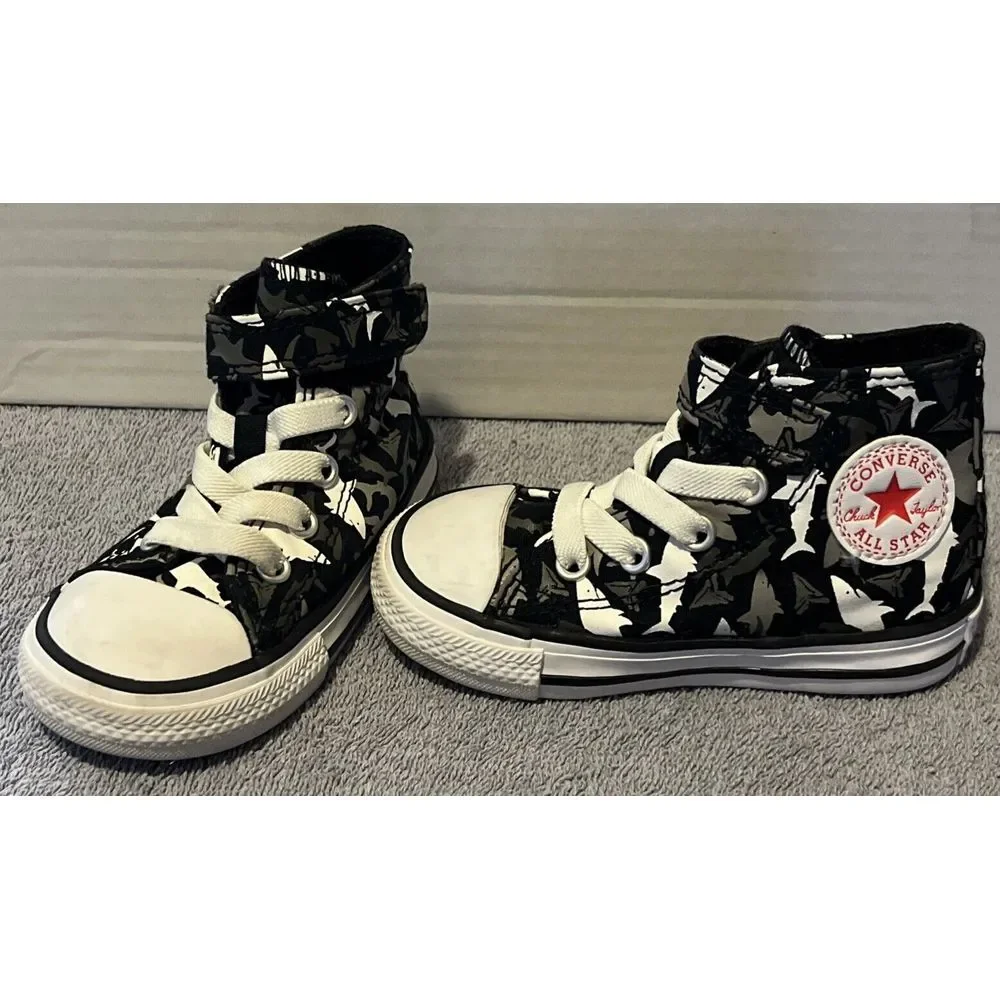 Converse Hi Shark Bite Black Red Junior Kids Casual Shoes 5‎